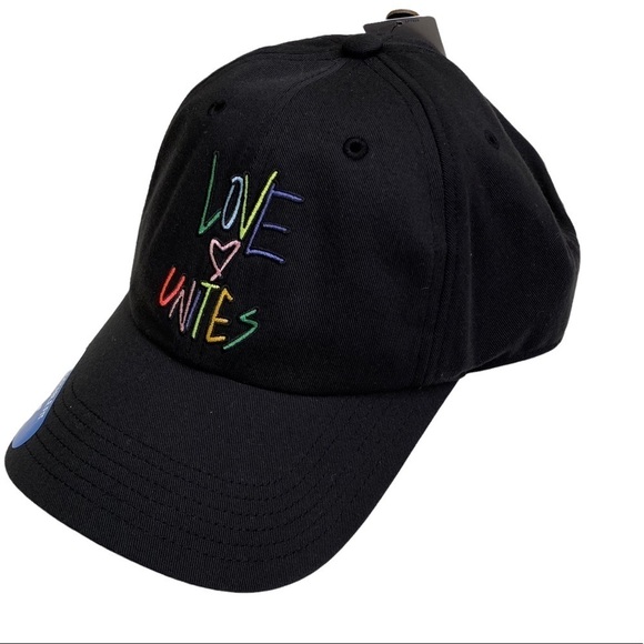 Adidas Originals Pride Relaxed One Size Black Hat Rainbow Logo Love Unites - Picture 1 of 12